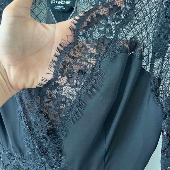 Bebe Black Lace Bodycon Dress – Sheer Panel Detail - Picture 9 of 11